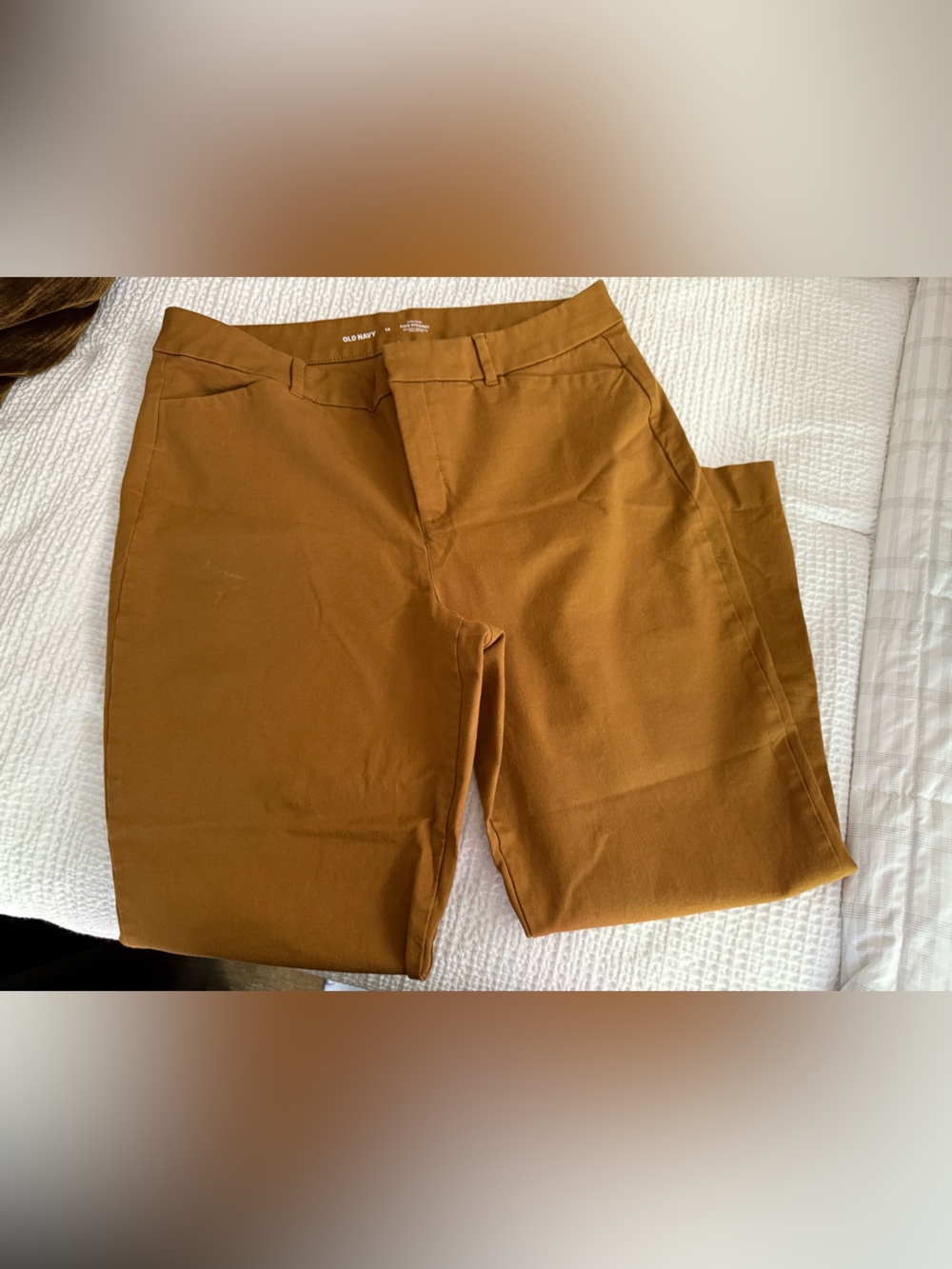 Old Navy Women's Pixie Straight High-Rise Pant Size 14 Brown Gold Cotton Blend
